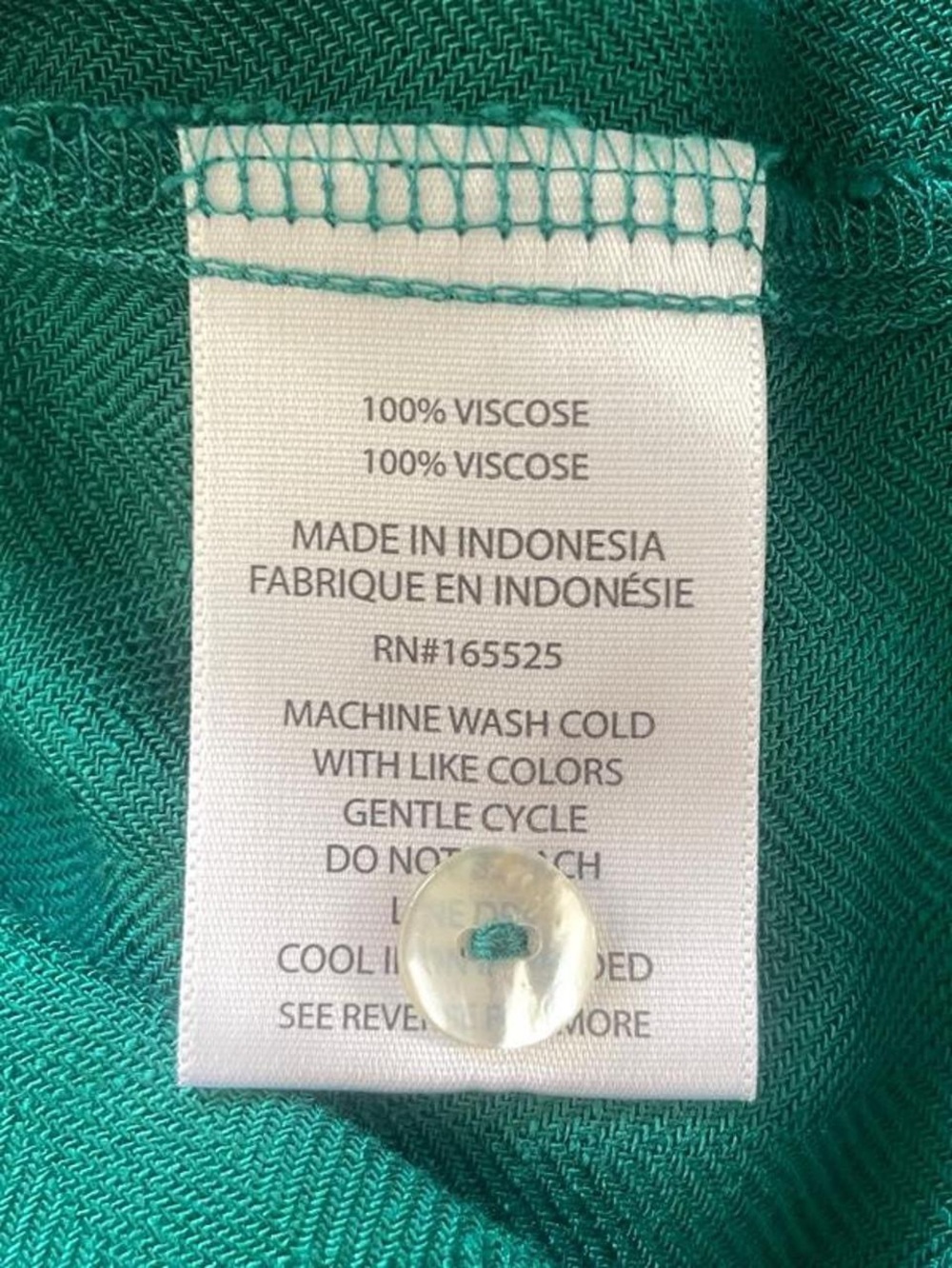 Lola River Emerald Green 100% Viscose Button-Up Blouse | Lightweight Long Sleeve - Picture 5 of 7